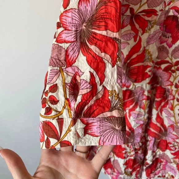 Zara Floral Tiered Babydoll 3/4 Sleeve Dress Red Pink Size XS - Picture 7 of 10